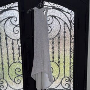 White Beaded High-Low Formal Dress for Girls